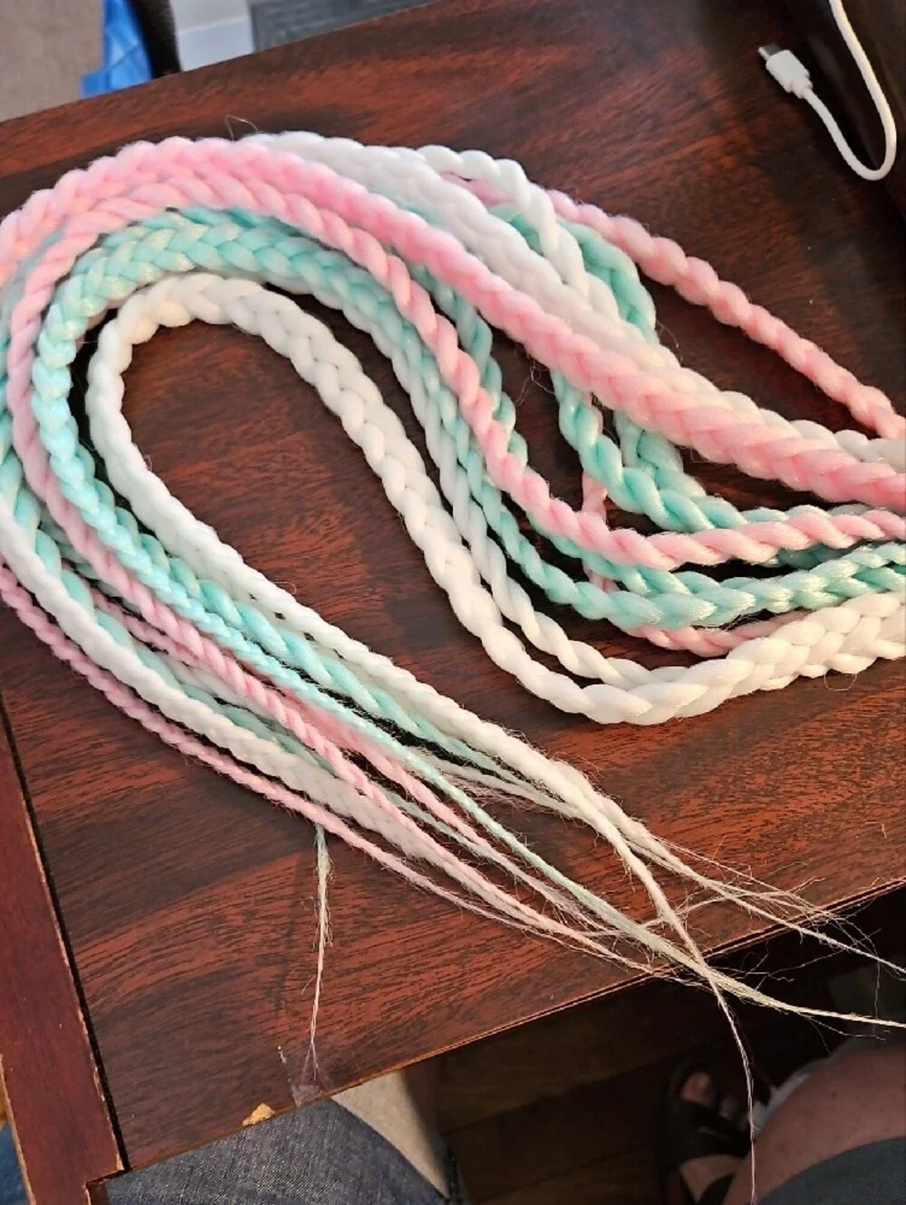 Synthetic Braided Hair Extensions - Pastel Pink, White & Aqua